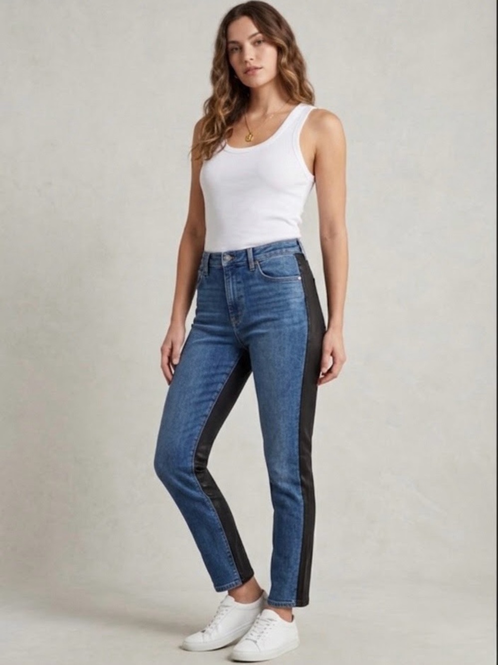 7 For All Mankind High Waist Ankle Skinny Coated Biker Blue Black Jeans Size 30